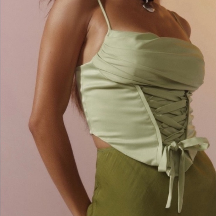 Urban Outfitters Silence + The Noise Elegant Green Corset Top